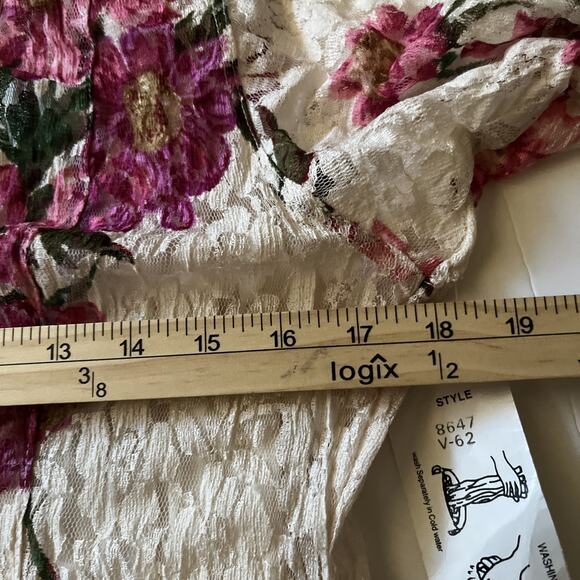 VTG Nostalgia 90s Cottagecore Dress Medium Floral Lace Mesh Layered Maxi Boho - Picture 9 of 16